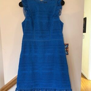 J. Crew lace Overlay Blue Midi Dress/ 6 😍